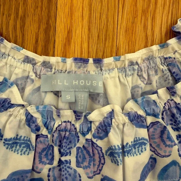 Hill House Home Augustine Off Shoulder Top Blue Shell Mosaic Size S 100% cotton - Picture 2 of 4